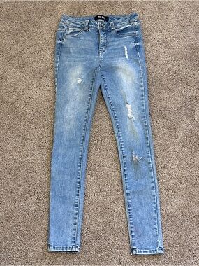 Wax Jean Light Blue Distressed Skinny Jeans - Women's